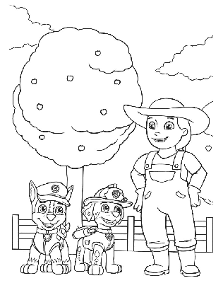 Kolorowanka Katie w ogrodzie z Chase i Marshall